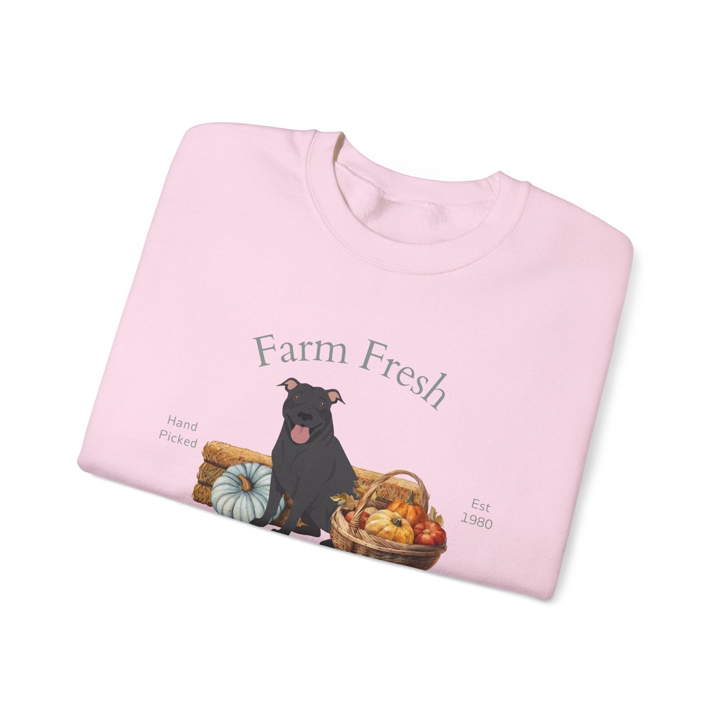 Pit Bull Terrier Dog Fall Farm Fresh Unisex Heavy Blend Crewneck Sweatshirt