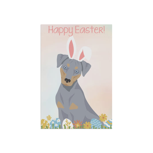 Blue Lacy Dog Happy Easter Garden Flag