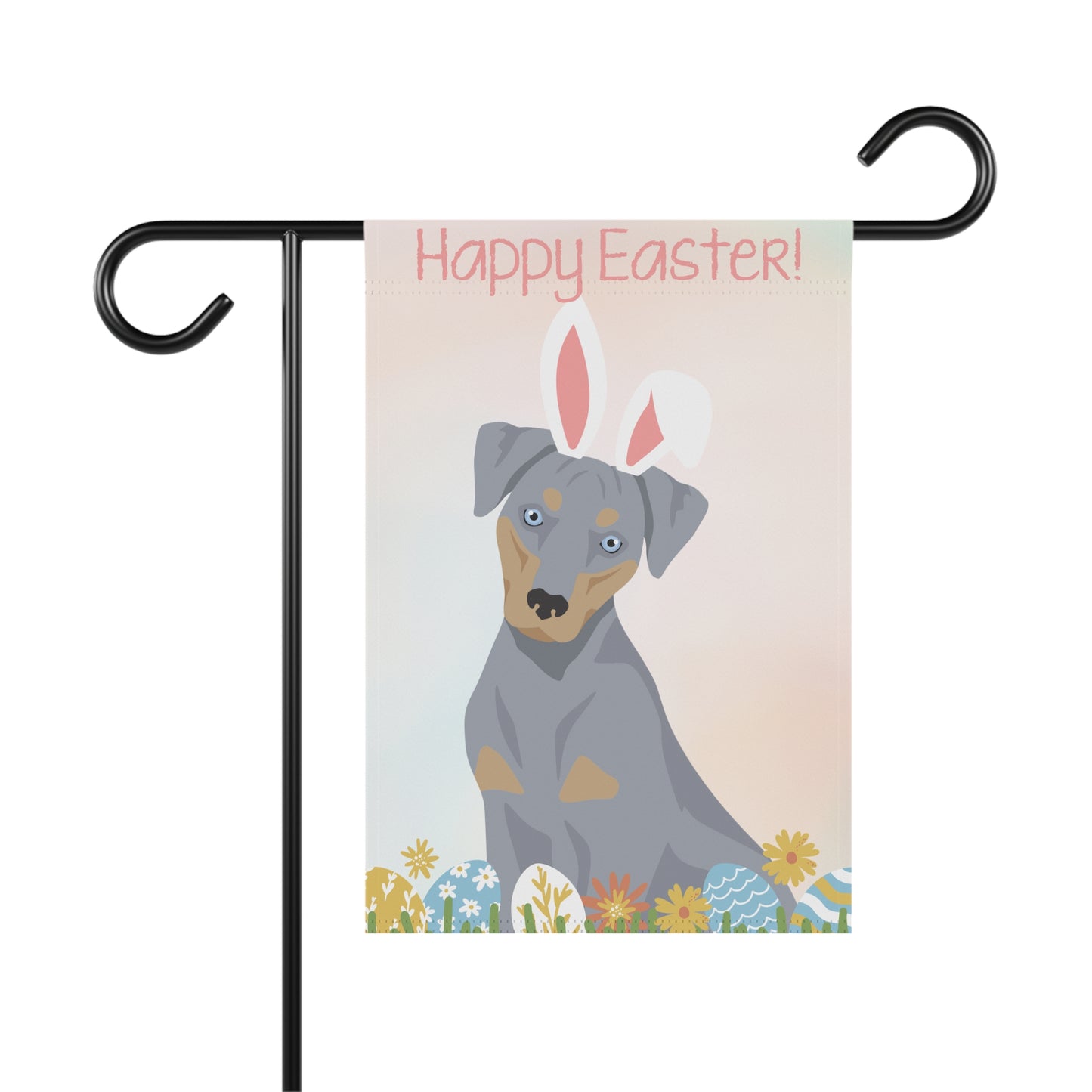 Blue Lacy Dog Happy Easter Garden Flag
