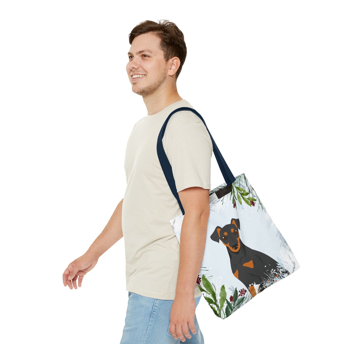 German Pinscher Dog Christmas Holiday Tote Bag 16x16