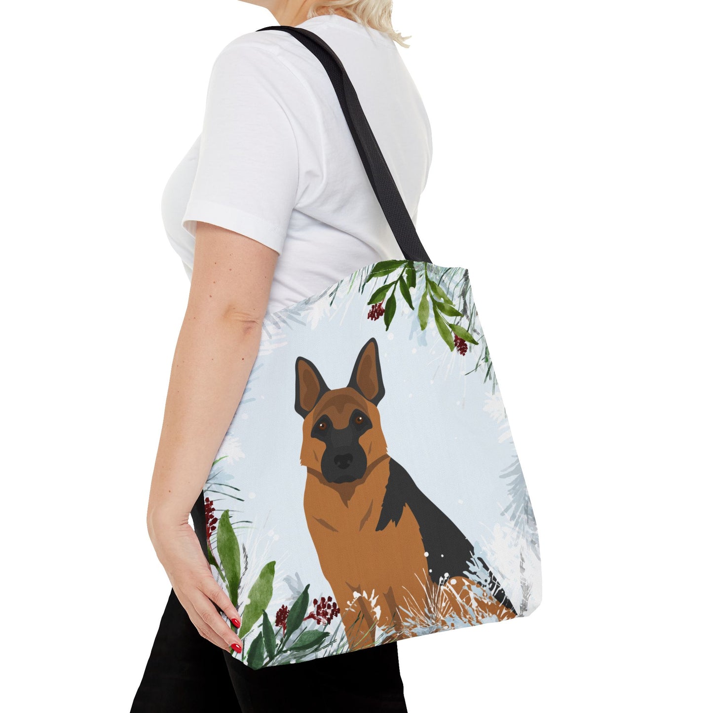 German Shepherd Dog Christmas Holiday Tote Bag 16x16