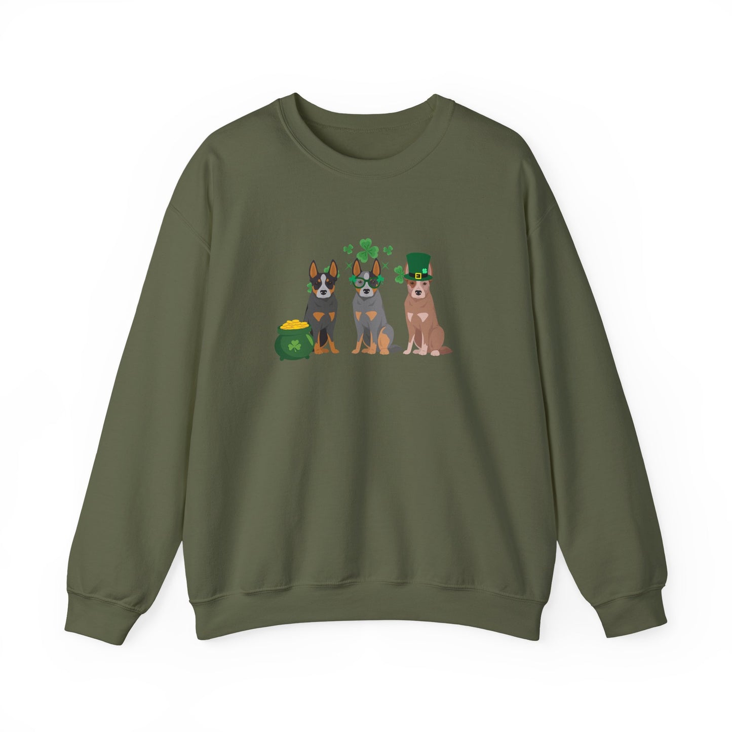 Australian Cattle Dog St Patricks Day Unisex Heavy Blend Crewneck Sweatshirt, St Pattys day, Cute Dog Mom Gift