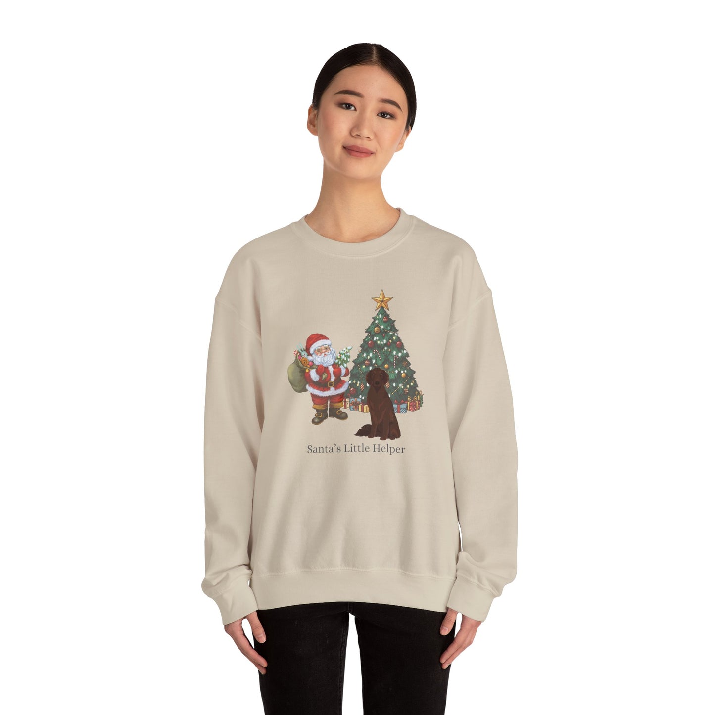 Flat Coated Retriever Dog Santa's Little Helper Unisex Heavy Blend Crewneck Sweatshirt