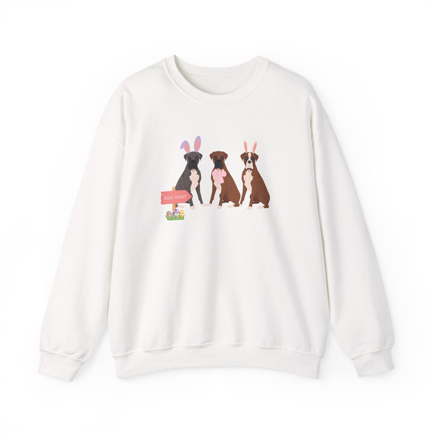 Boxer Dog Easter Unisex Heavy Blend Crewneck Sweatshirt, easter, Cute Dog Mom Gift
