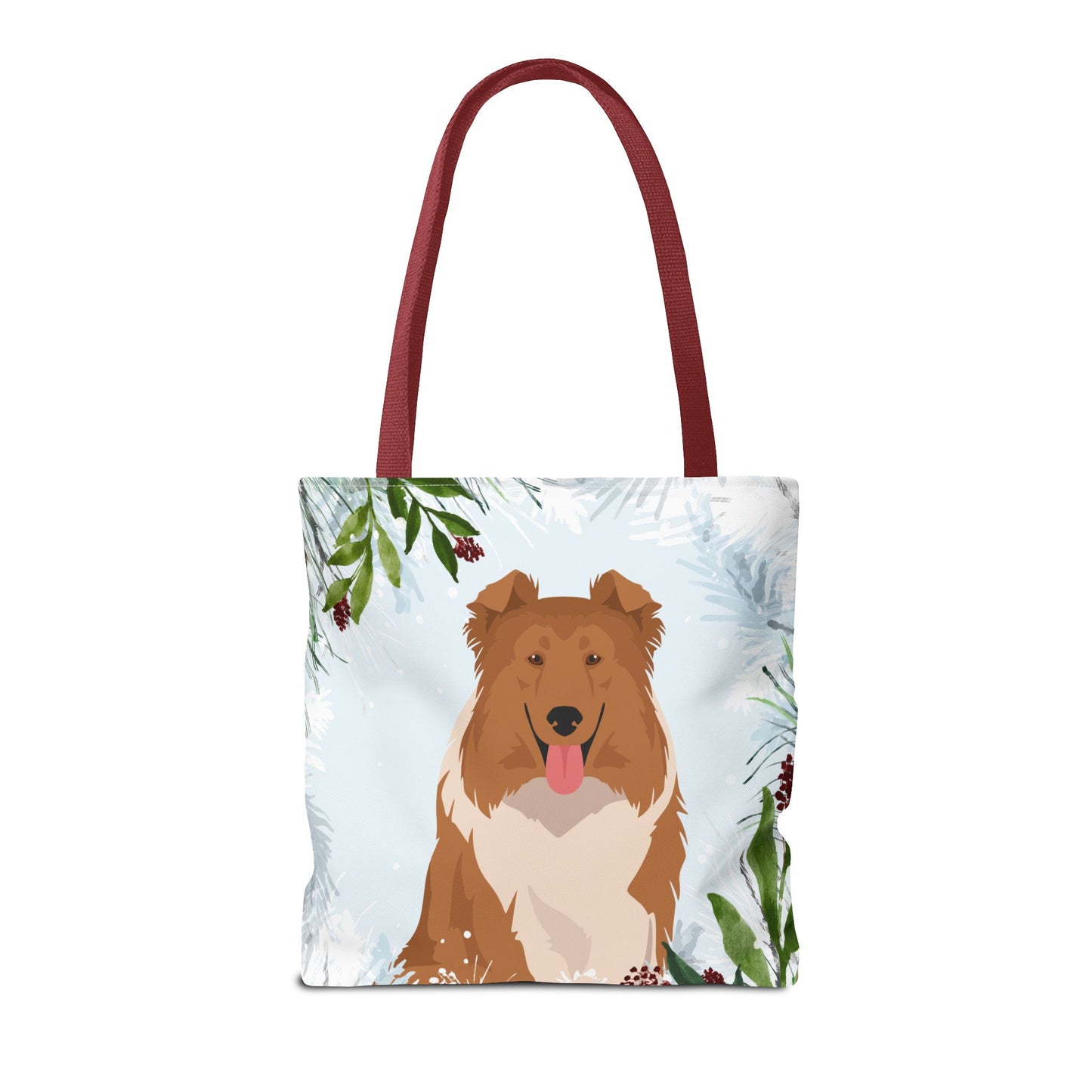 Collie Dog Christmas Holiday Tote Bag 16x16
