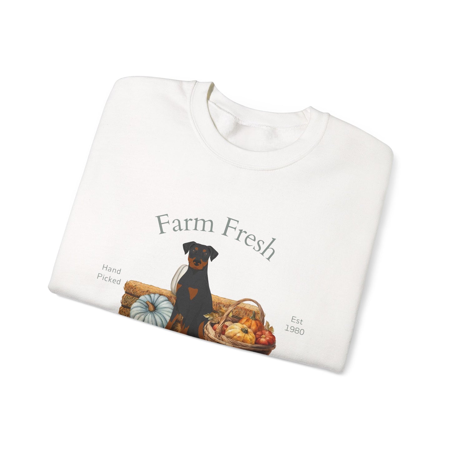 Doberman Pinscher Dog Fall Farm Fresh Unisex Heavy Blend Crewneck Sweatshirt