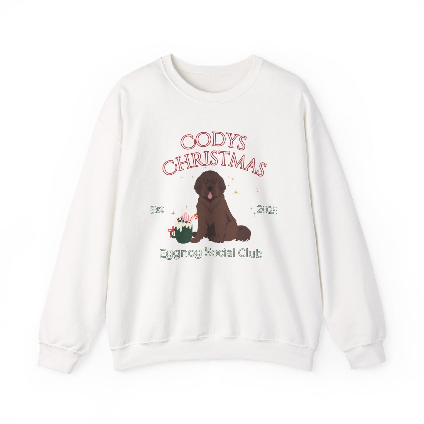 Newfoundland Dog Christmas Social Club Unisex Heavy Blend Crewneck Sweatshirt Custom Name