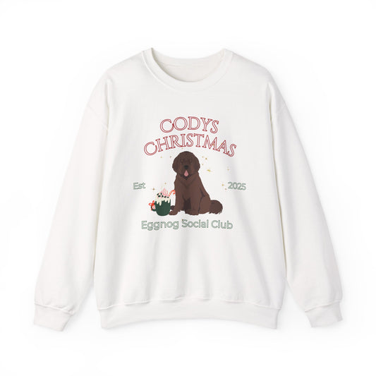 Newfoundland Dog Christmas Social Club Unisex Heavy Blend Crewneck Sweatshirt Custom Name