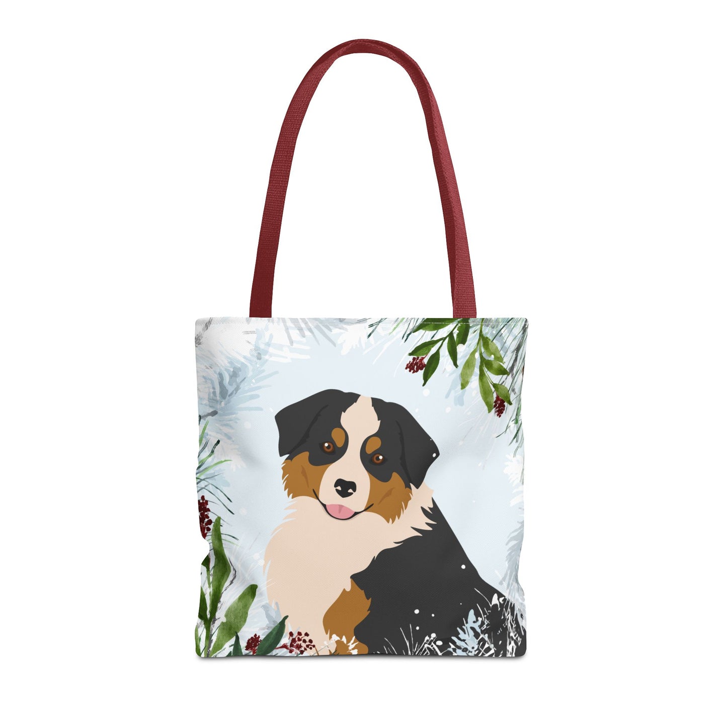 Miniature American Shepherd Dog Christmas Holiday Tote Bag 16x16