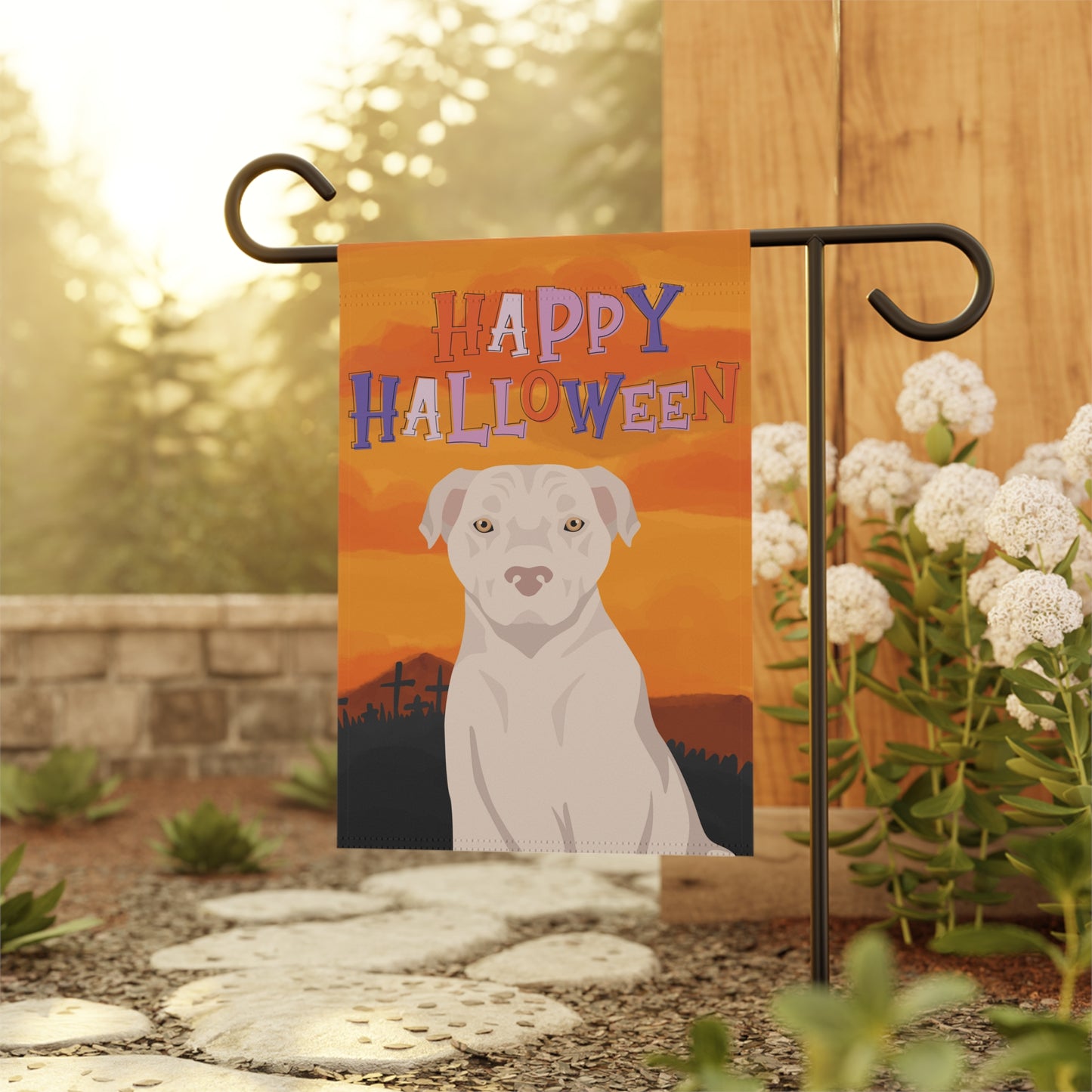 American Staffordshire Terrier Dog Halloween Garden Flag