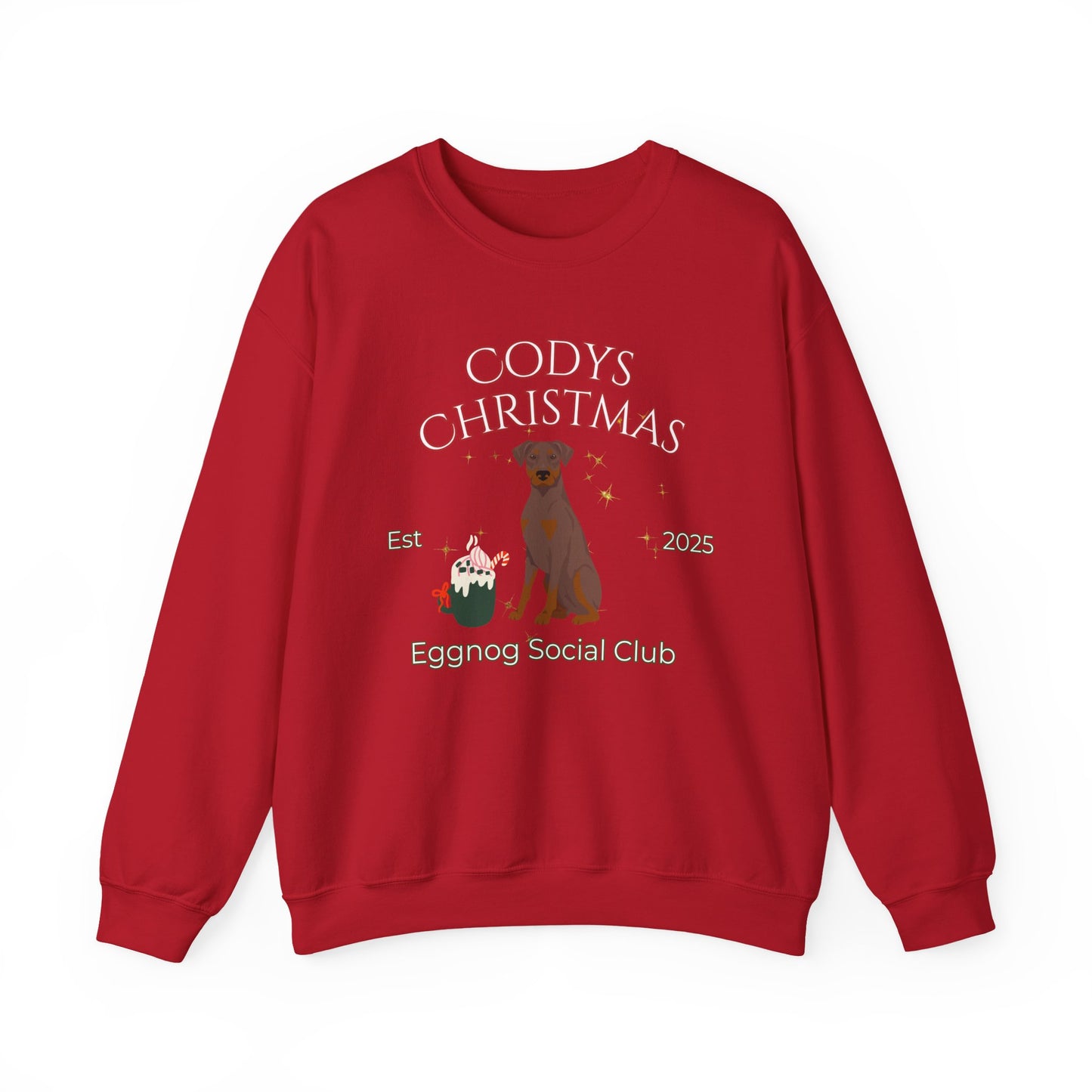 Doberman Pinscher Dog Christmas Social Club Unisex Heavy Blend Crewneck Sweatshirt Custom Name