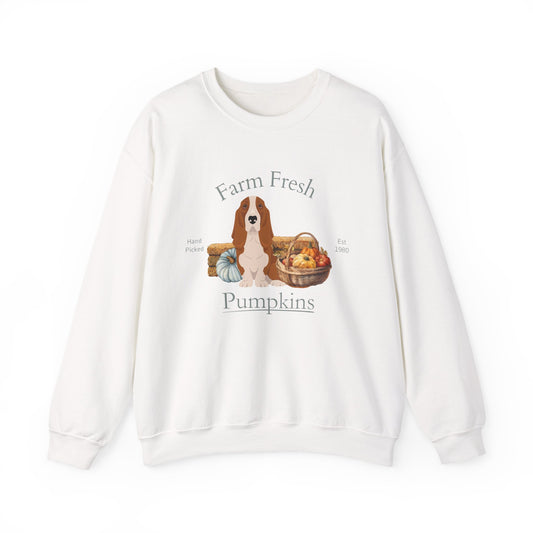 Basset Hound Dog Fall Farm Fresh Unisex Heavy Blend Crewneck Sweatshirt
