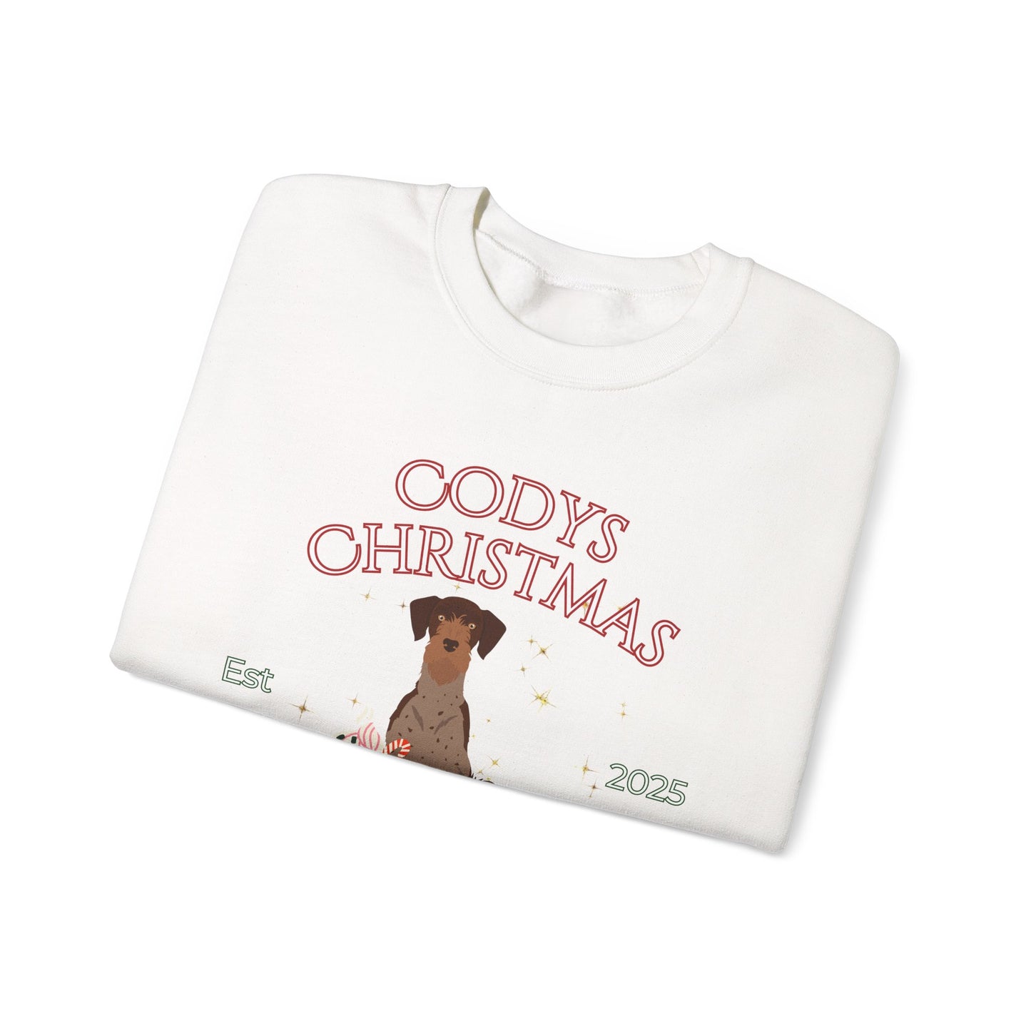 German Wire Haired Pointer Dog Christmas Social Club Unisex Heavy Blend Crewneck Sweatshirt Custom Name