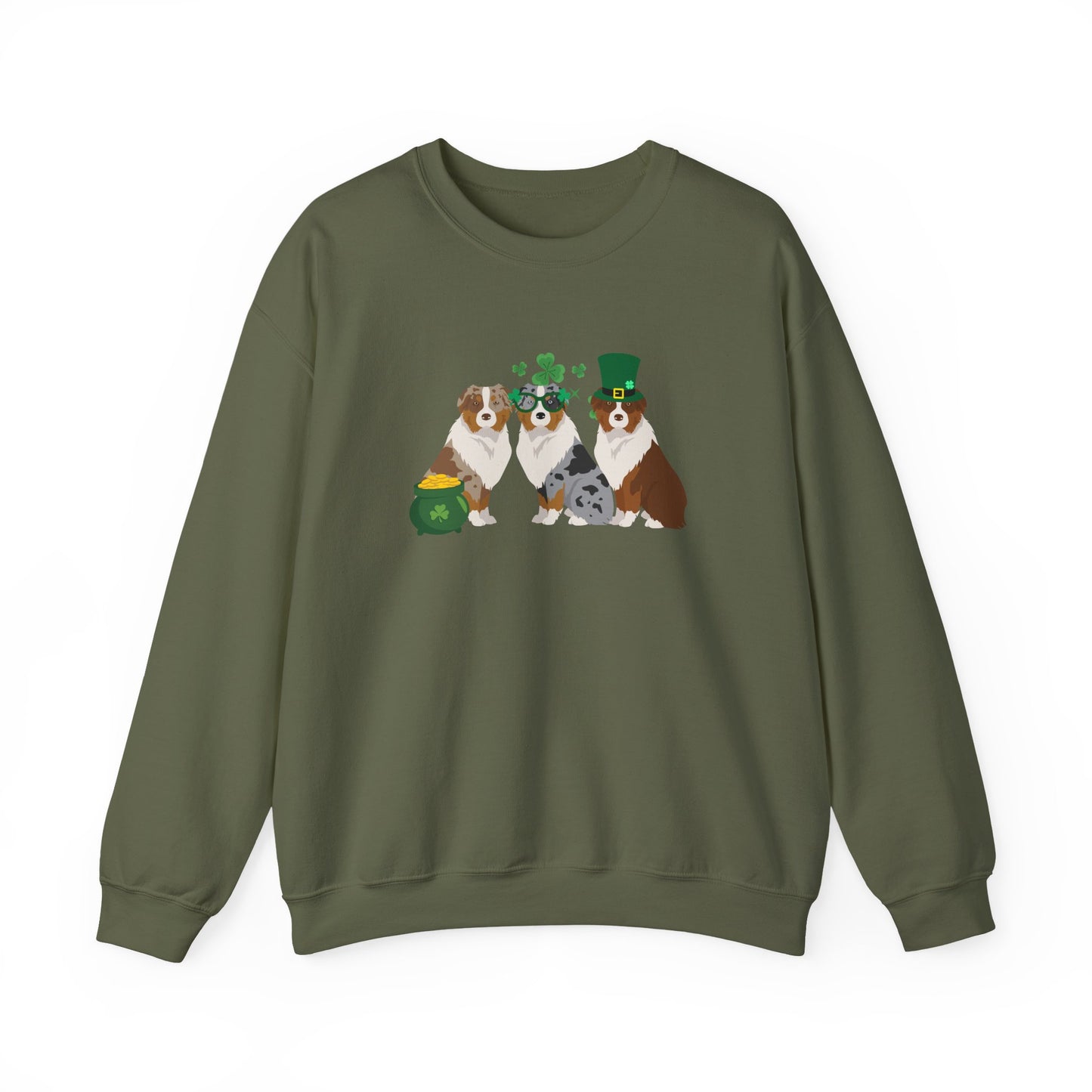 Australian Shepherd Dog St Patricks Day Unisex Heavy Blend Crewneck Sweatshirt, St Pattys day, Cute Dog Mom Gift