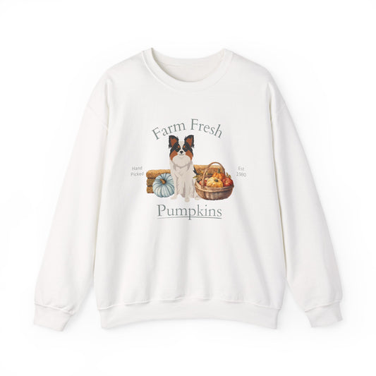 Papillon Dog Fall Farm Fresh Unisex Heavy Blend Crewneck Sweatshirt