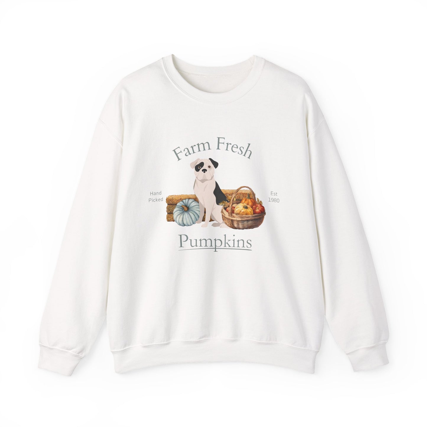 American Bulldog Dog Fall Farm Fresh Unisex Heavy Blend Crewneck Sweatshirt