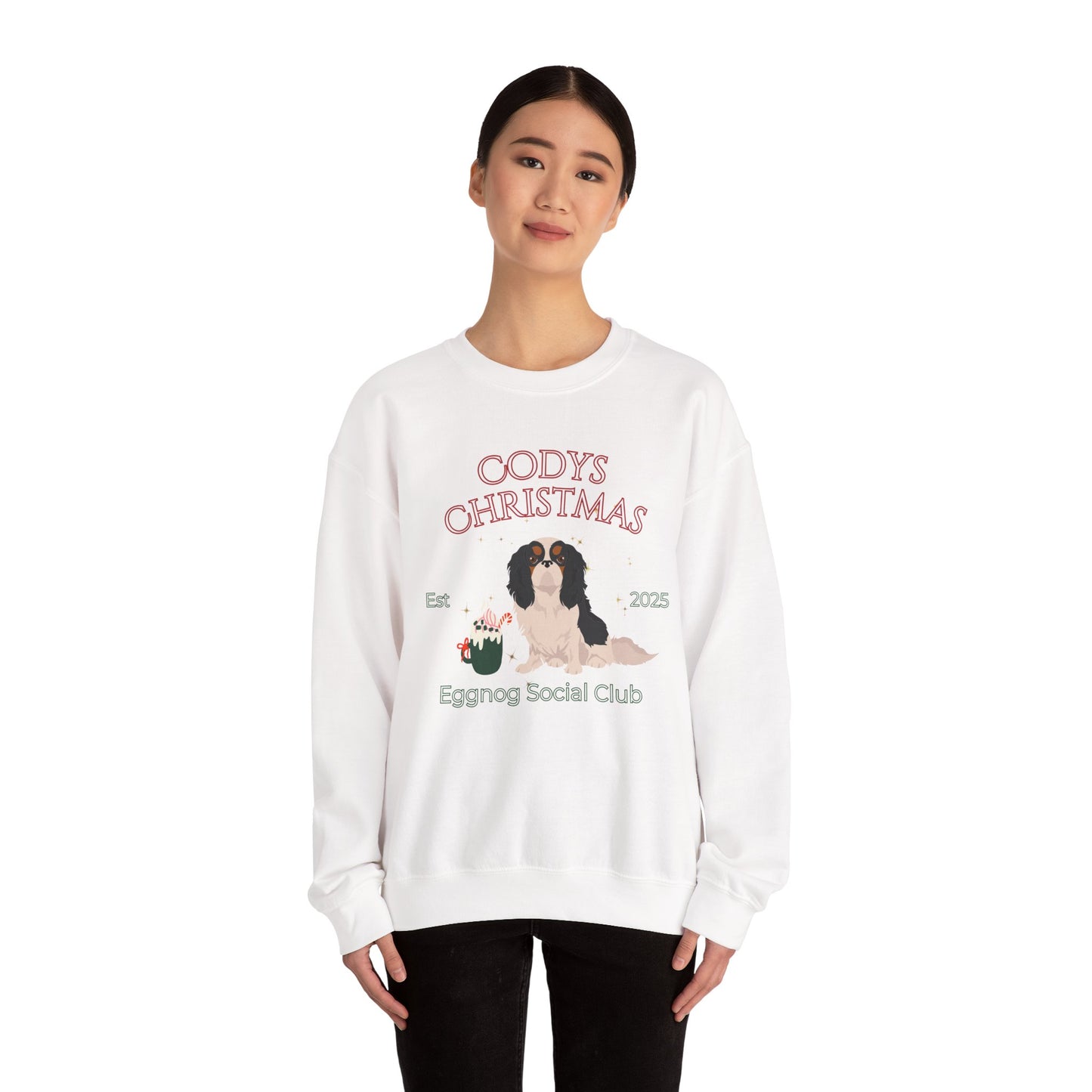 English Toy Spaniel Dog Christmas Social Club Unisex Heavy Blend Crewneck Sweatshirt Custom Name