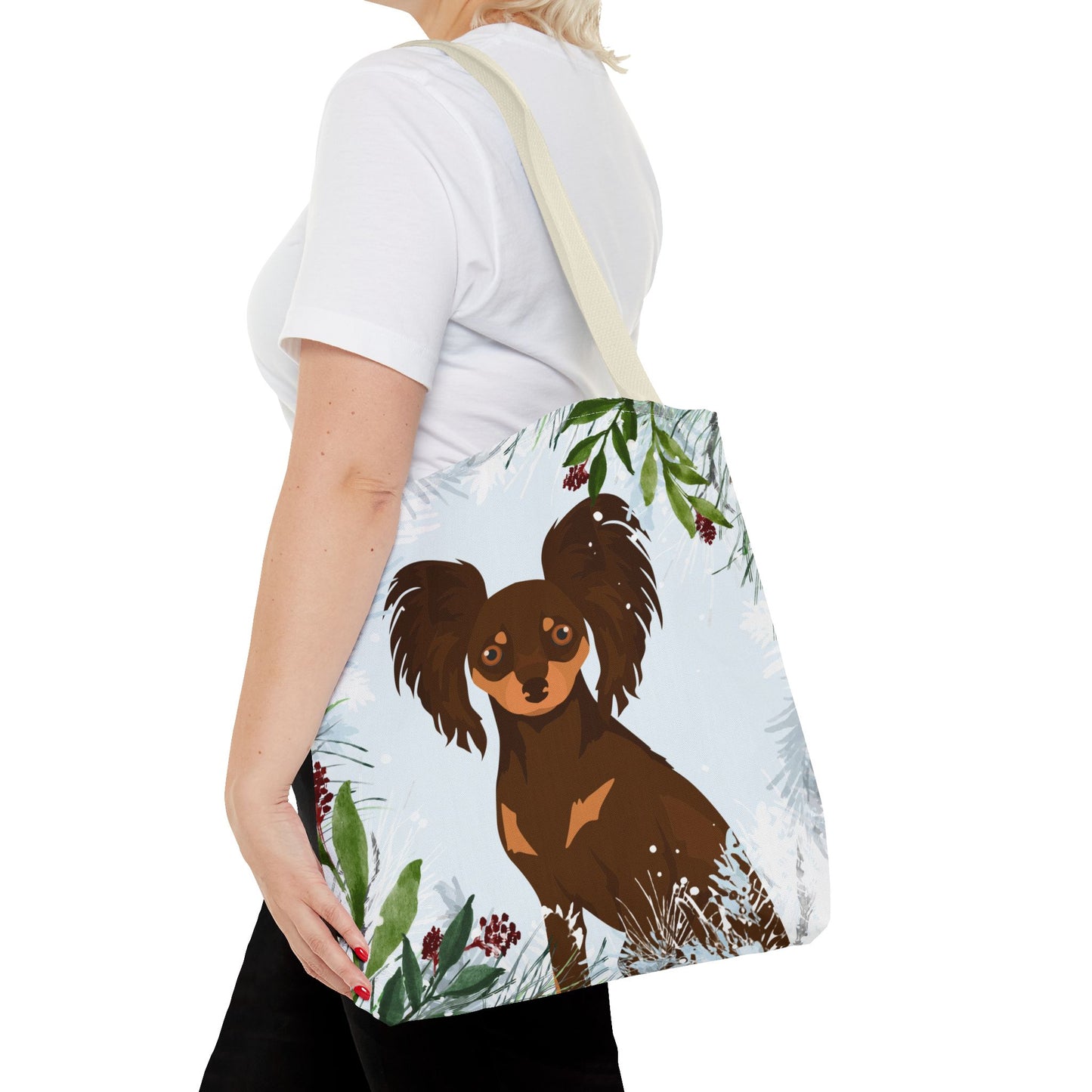 Russian Toy Terrier Dog Christmas Holiday Tote Bag 16x16