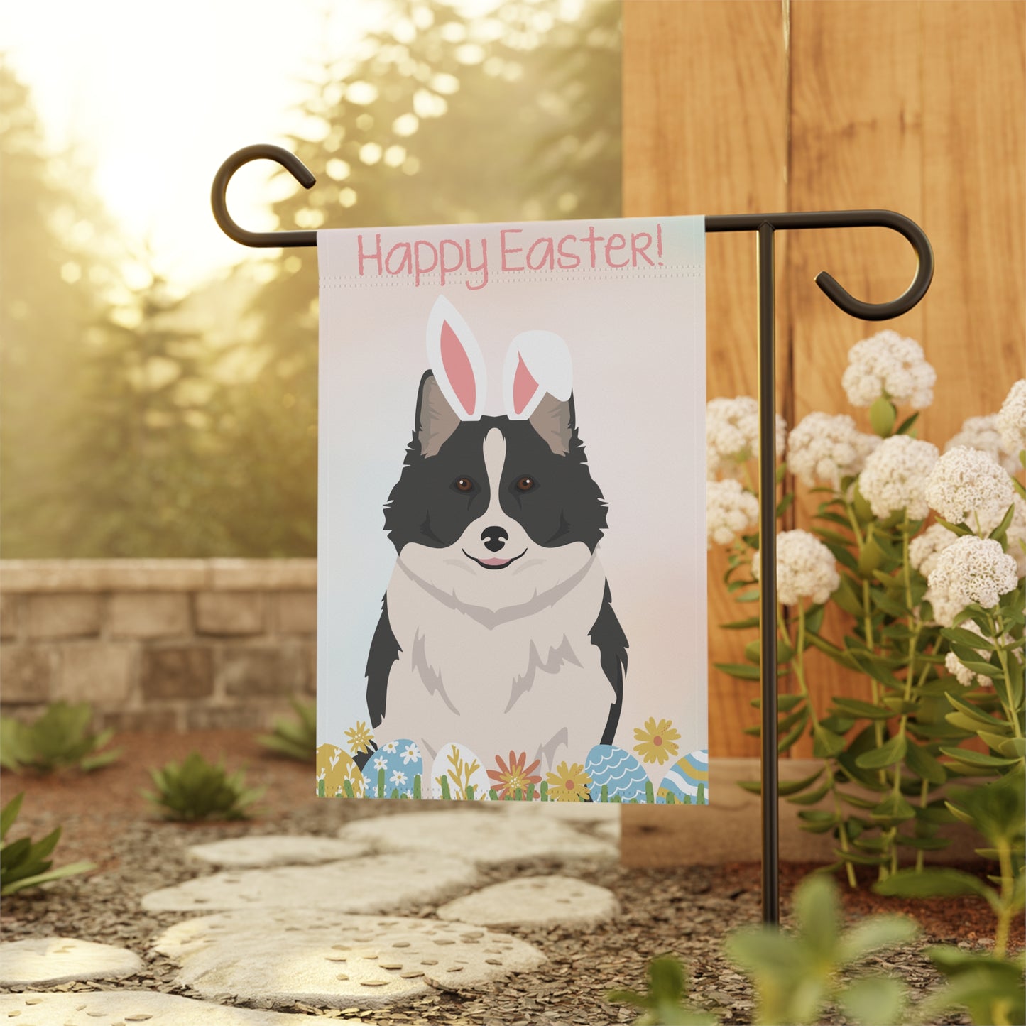 Icelandic Sheepdog Dog Happy Easter Garden Flag