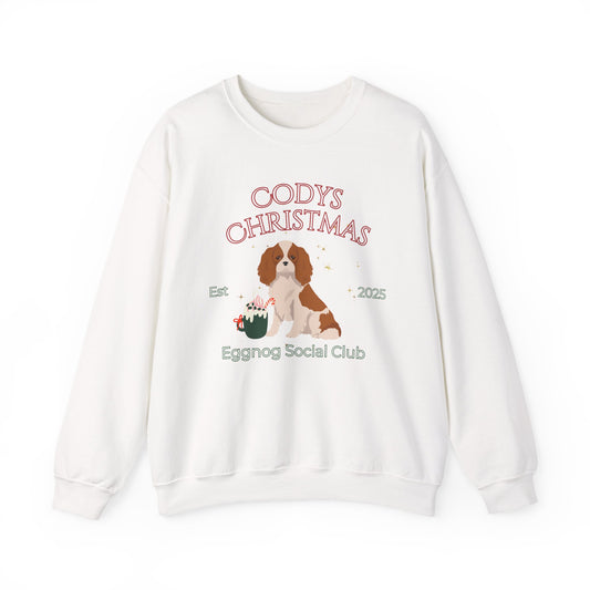 Cavalier King Charles Spaniel Dog Christmas Social Club Unisex Heavy Blend Crewneck Sweatshirt Custom Name
