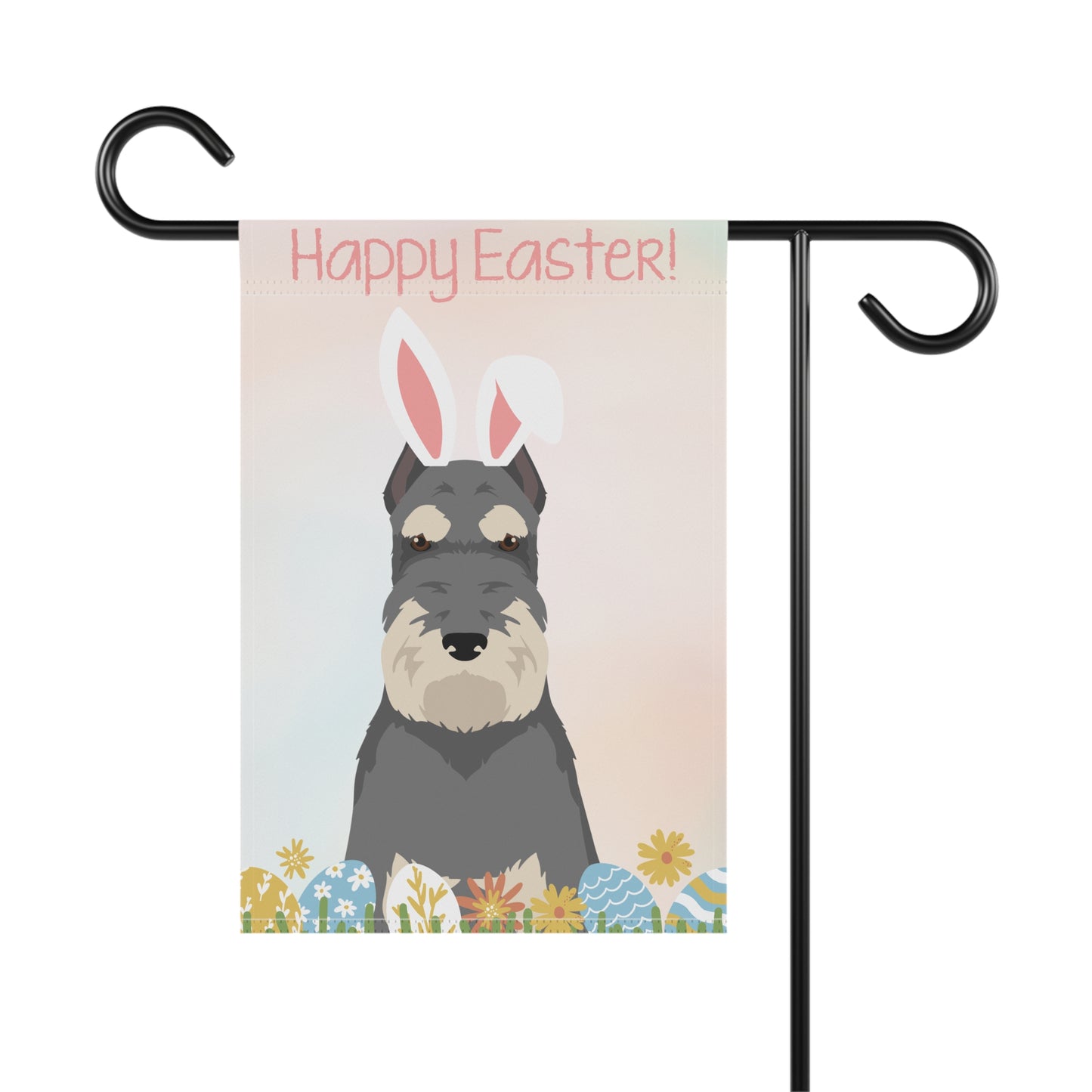 Schnauzer Dog Happy Easter Garden Flag