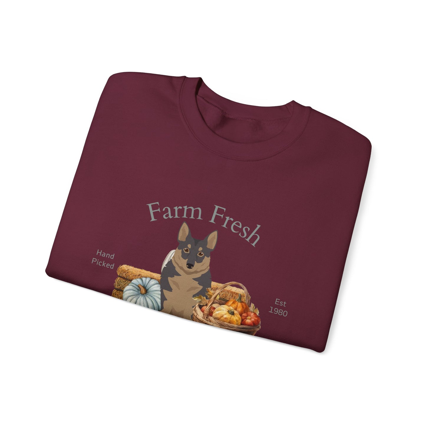 Swedish Vallhund Dog Fall Farm Fresh Unisex Heavy Blend Crewneck Sweatshirt