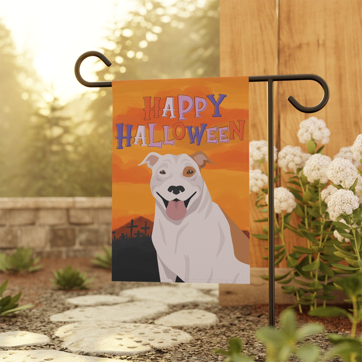 Pit Bull Dog Halloween Garden Flag