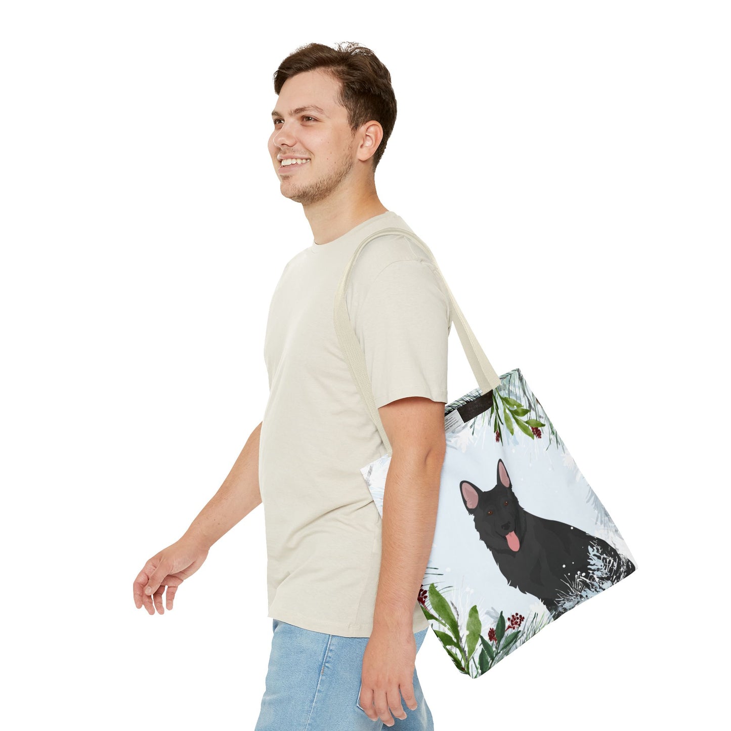 German Shepherd Dog Christmas Holiday Tote Bag 16x16