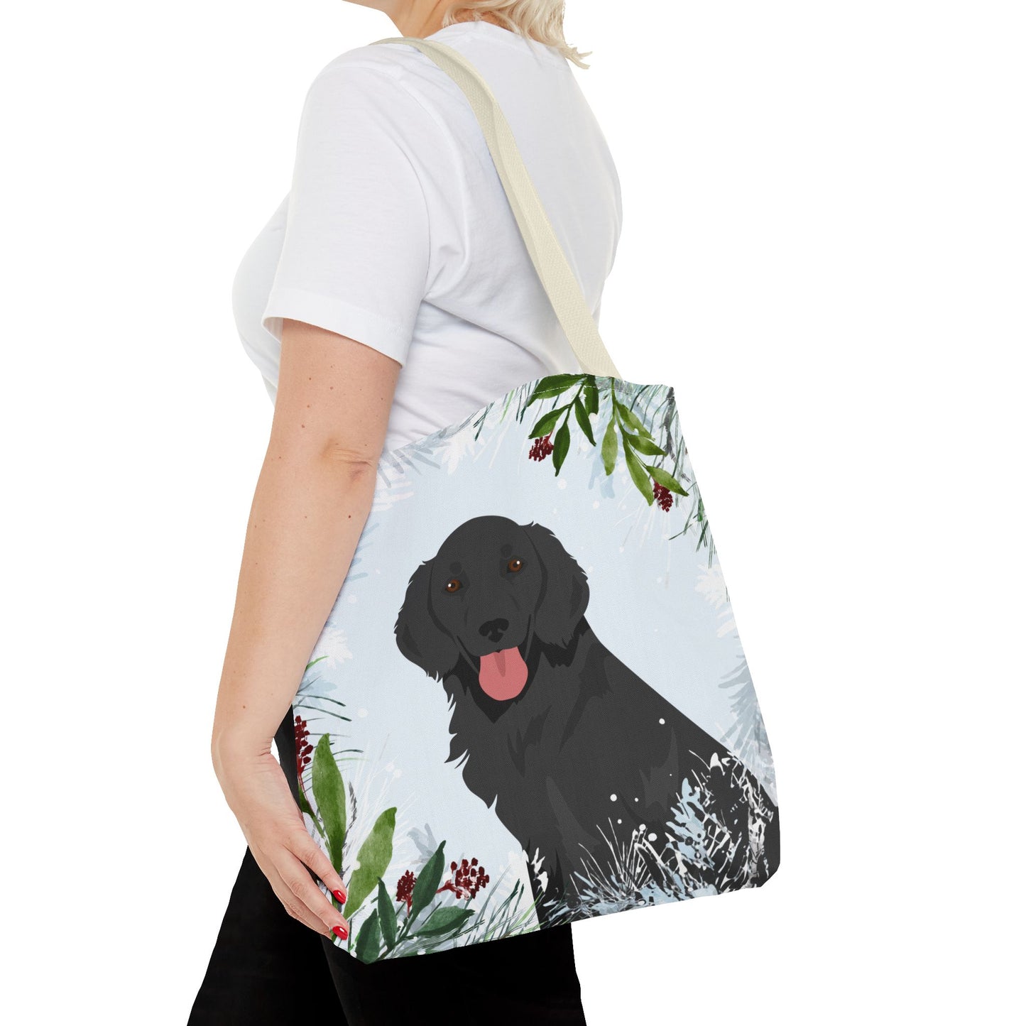 Flat Coated Retriever Dog Christmas Holiday Tote Bag 16x16