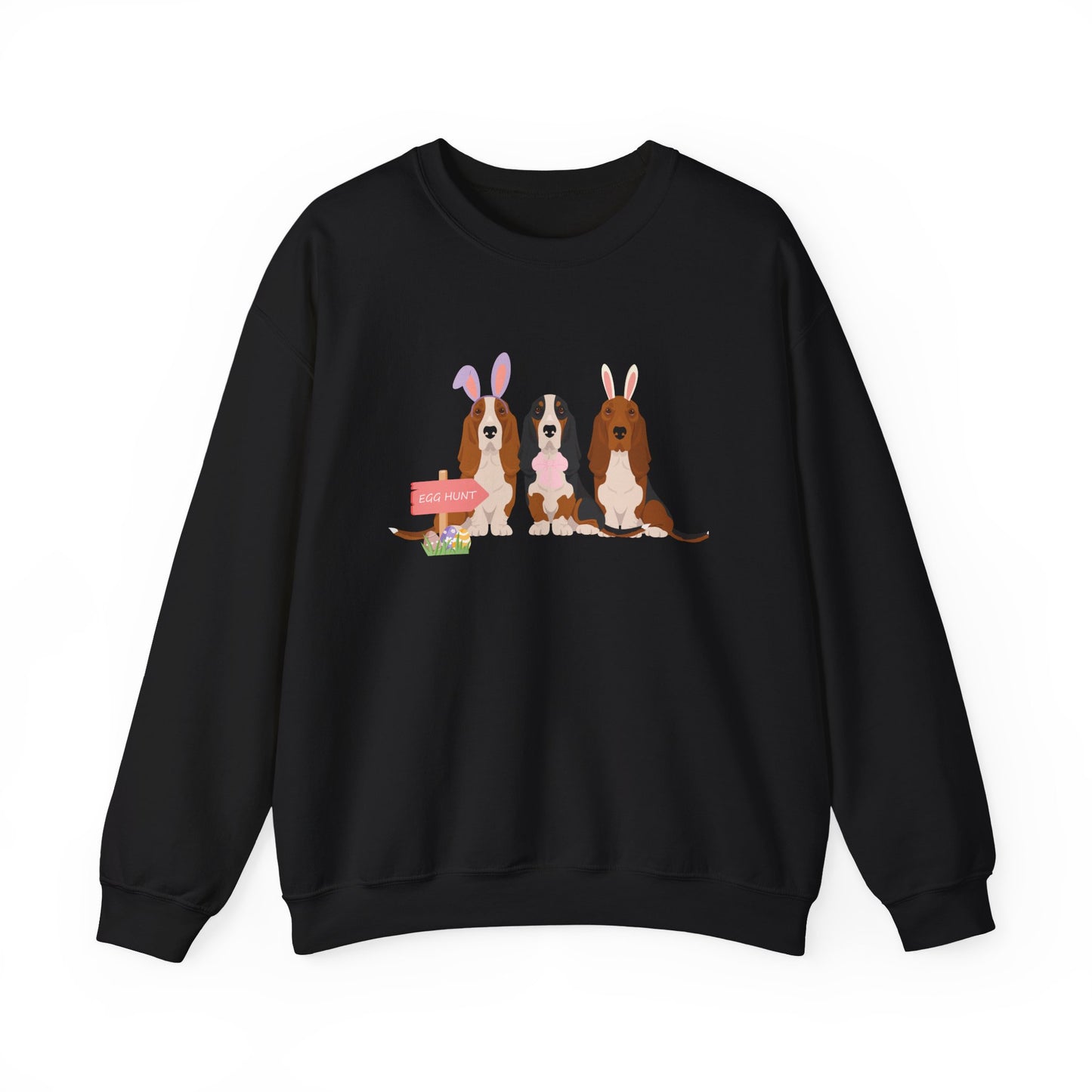 Basset Hound Dog Easter Unisex Heavy Blend Crewneck Sweatshirt, Easter, Cute Dog Mom Gift