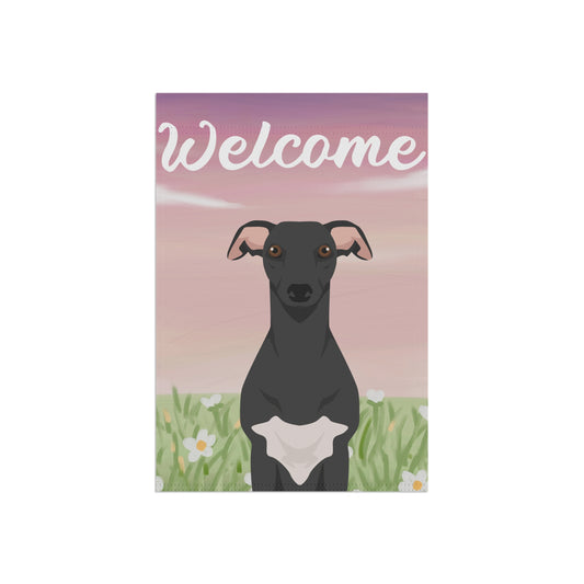 Whippet Dog Welcome Garden Flag