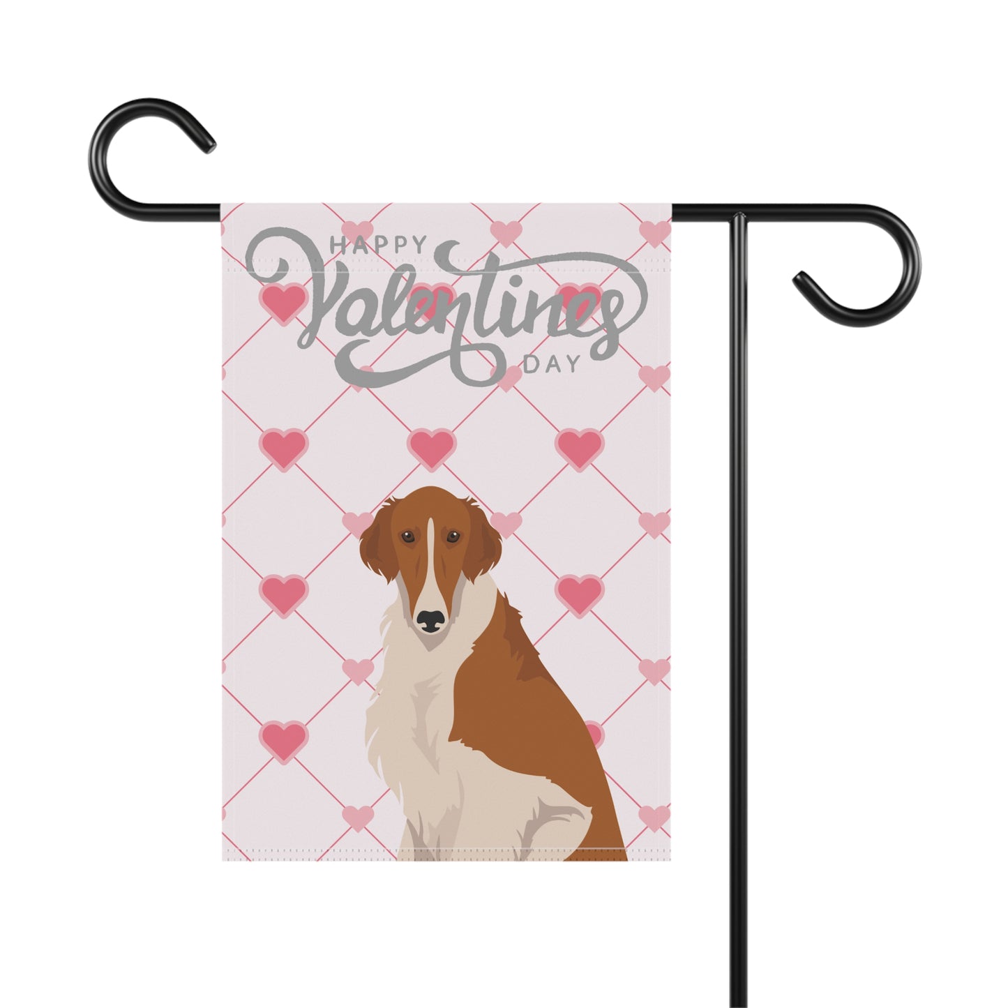 Borzoi Dog Valentines Day Garden Flag