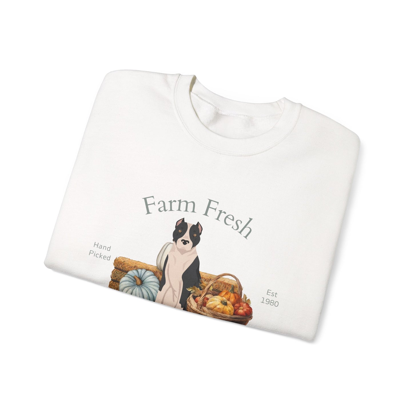 American Staffordshire Terrier Dog Fall Farm Fresh Unisex Heavy Blend Crewneck Sweatshirt