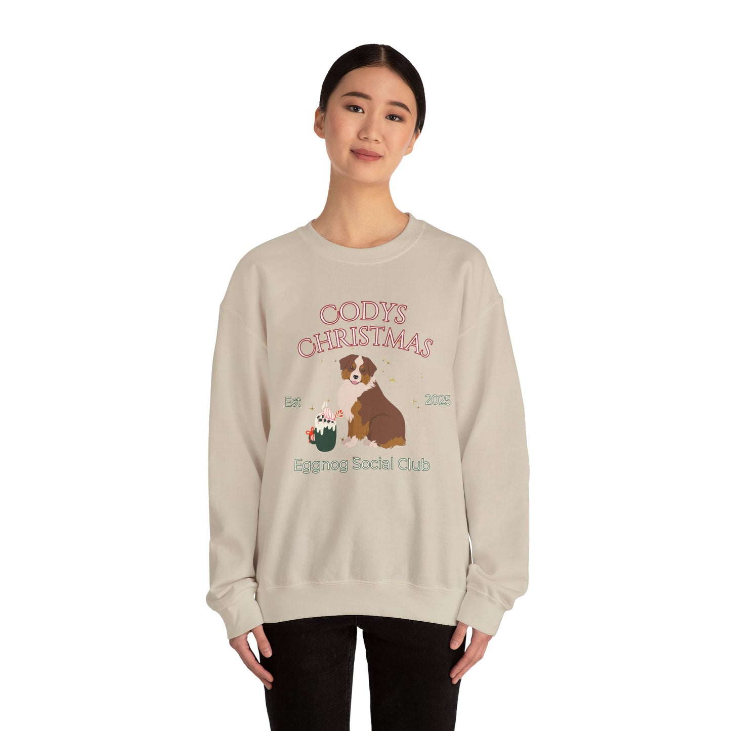 Miniature American Shepherd Dog Christmas Social Club Unisex Heavy Blend Crewneck Sweatshirt Custom Name