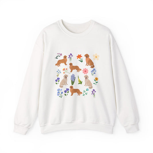 Golden Retriever Dog Unisex Spring Cottage Core Crewneck Sweatshirt