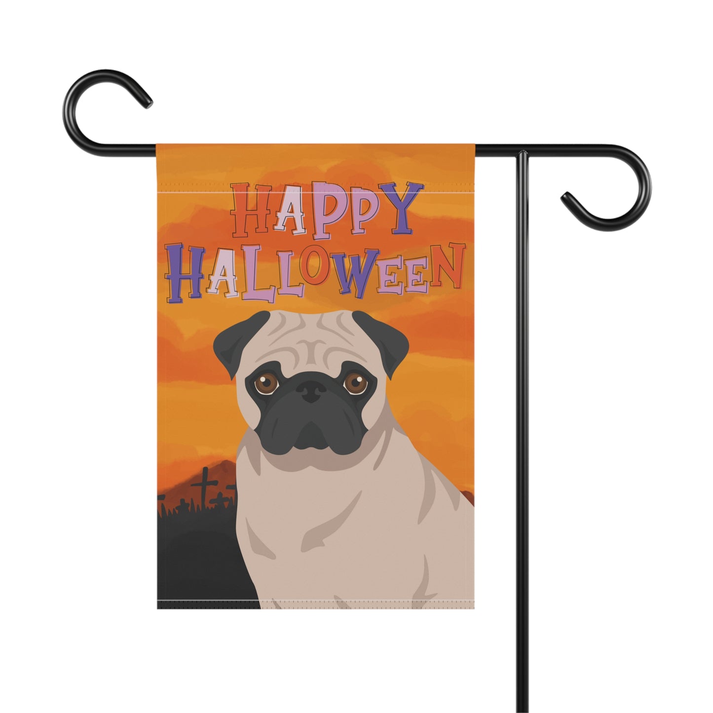 Pug Dog Halloween Garden Flag