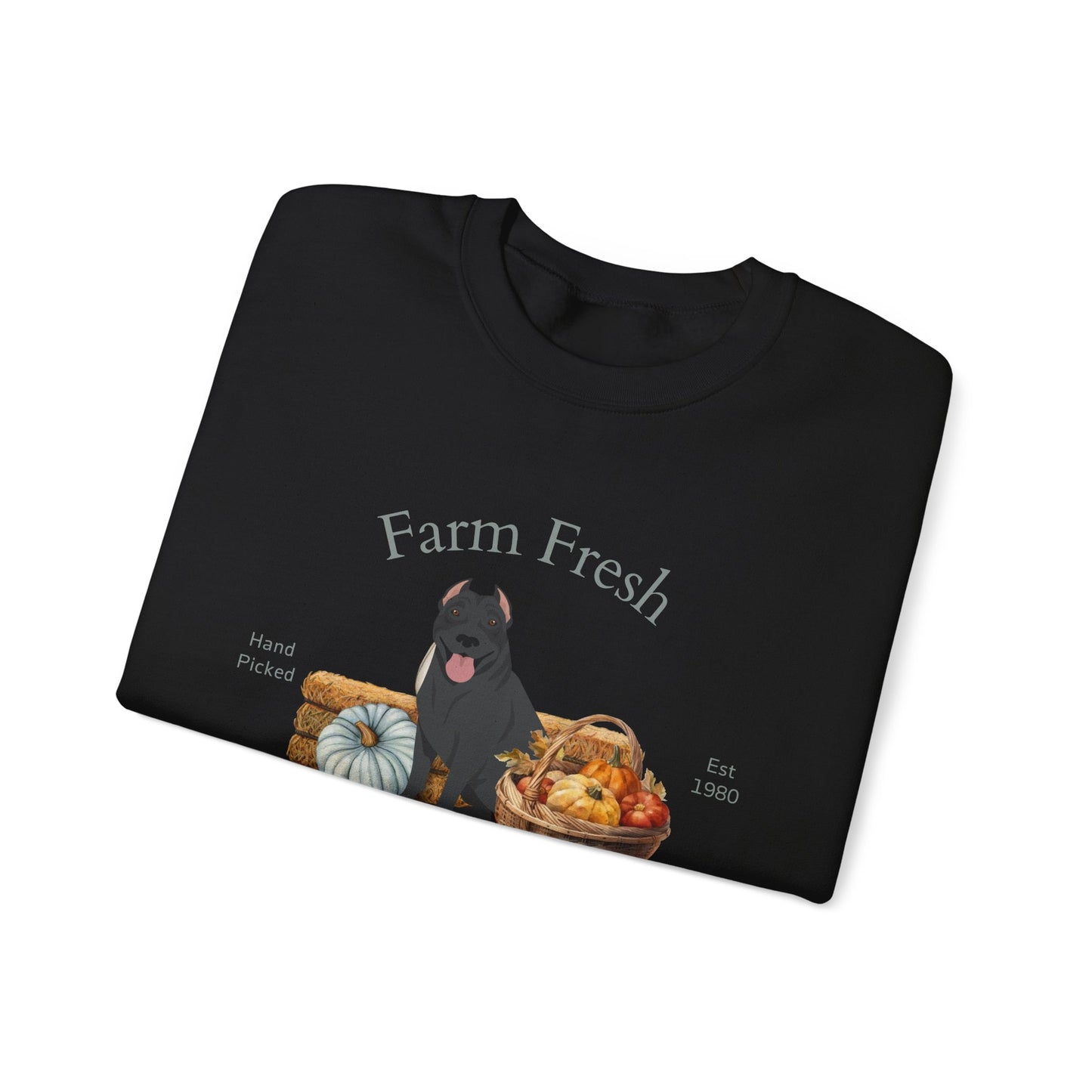 Pit Bull Terrier Dog Fall Farm Fresh Unisex Heavy Blend Crewneck Sweatshirt