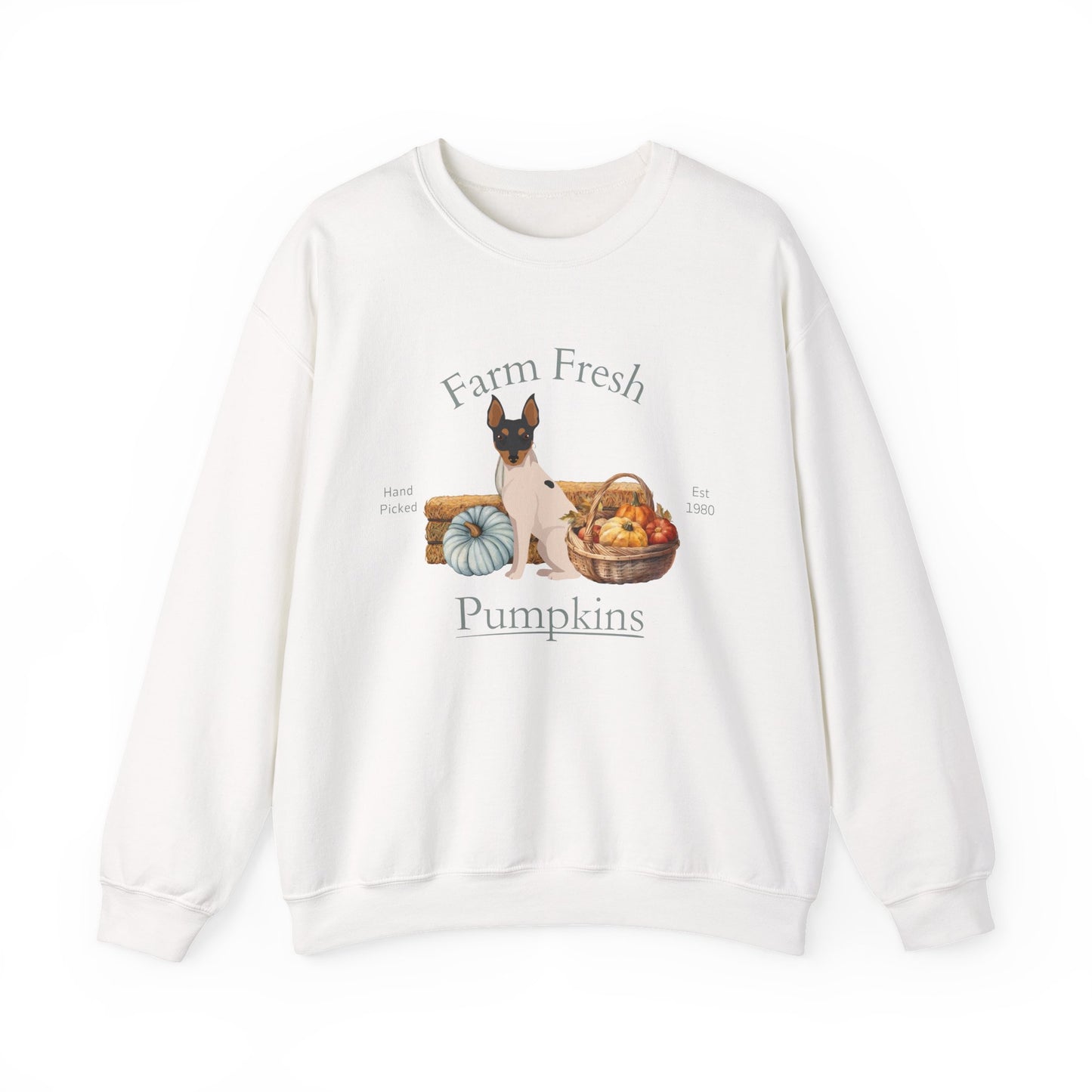 Toy Fox Terrier Dog Fall Farm Fresh Unisex Heavy Blend Crewneck Sweatshirt