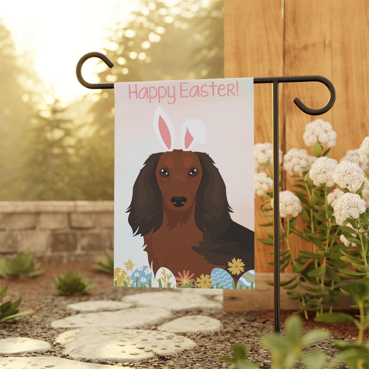 Dachshund Dog Happy Easter Garden Flag