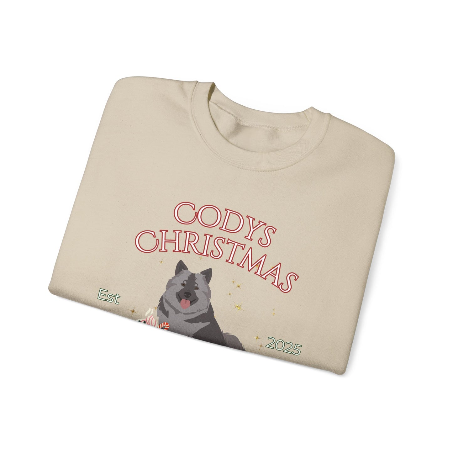 Keeshond Dog Christmas Social Club Unisex Heavy Blend Crewneck Sweatshirt Custom Name