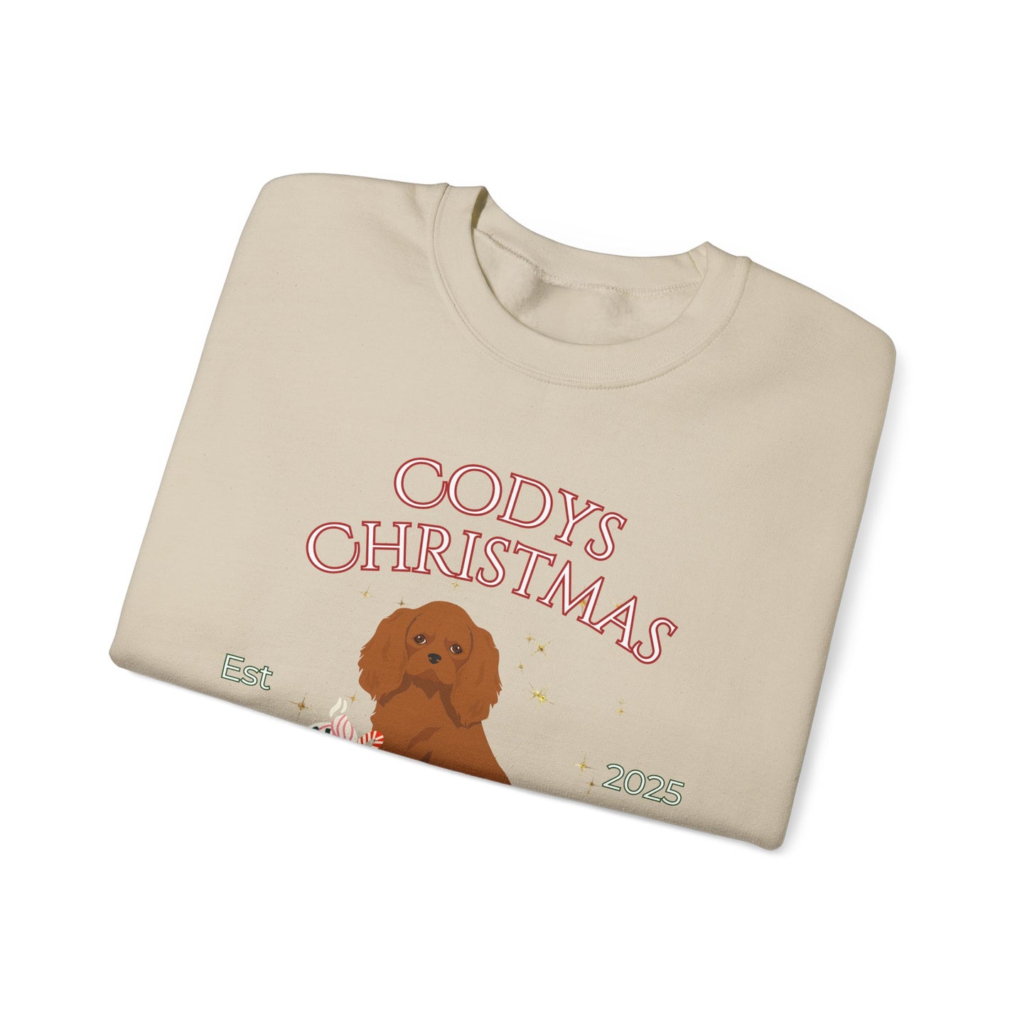 Cavalier King Charles Spaniel Dog Christmas Social Club Unisex Heavy Blend Crewneck Sweatshirt Custom Name