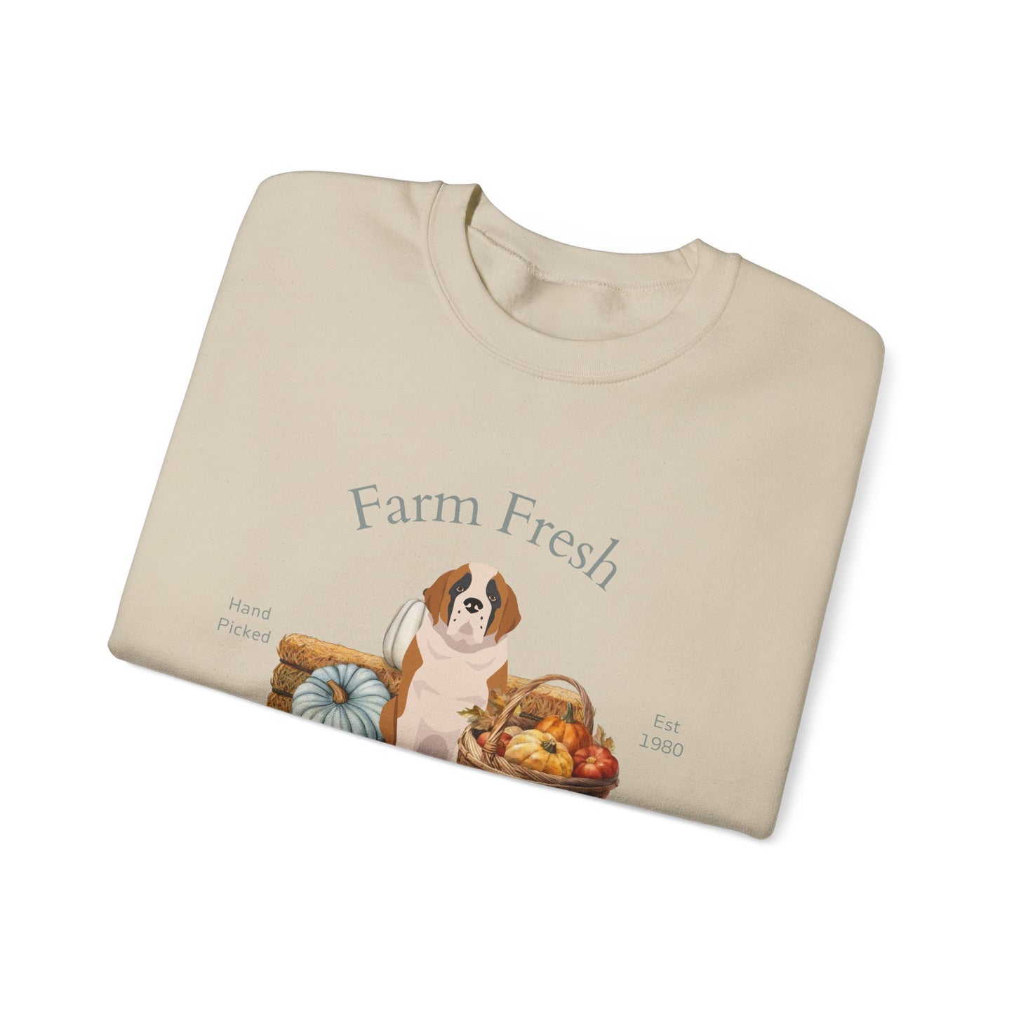 St Bernard Dog Fall Farm Fresh Unisex Heavy Blend Crewneck Sweatshirt