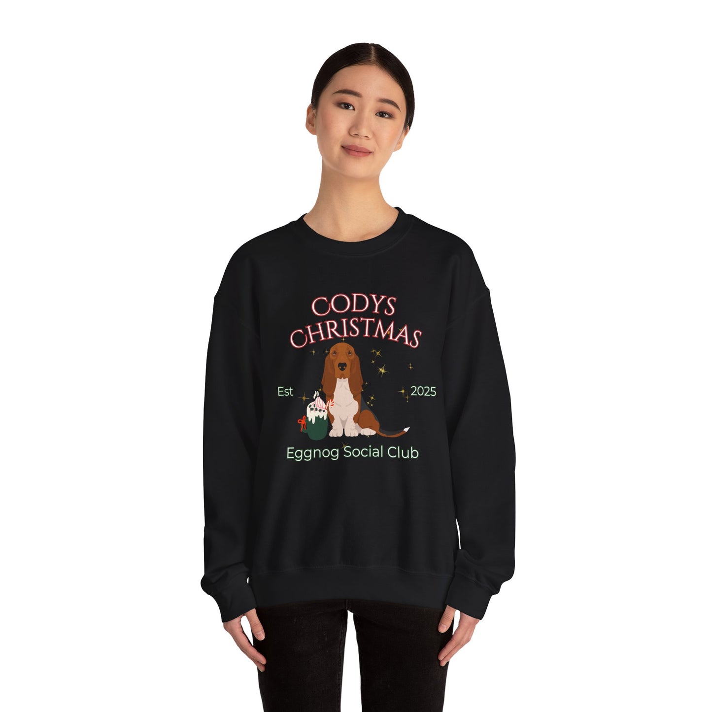 Basset Hound Dog Christmas Social Club Unisex Heavy Blend Crewneck Sweatshirt Custom Name