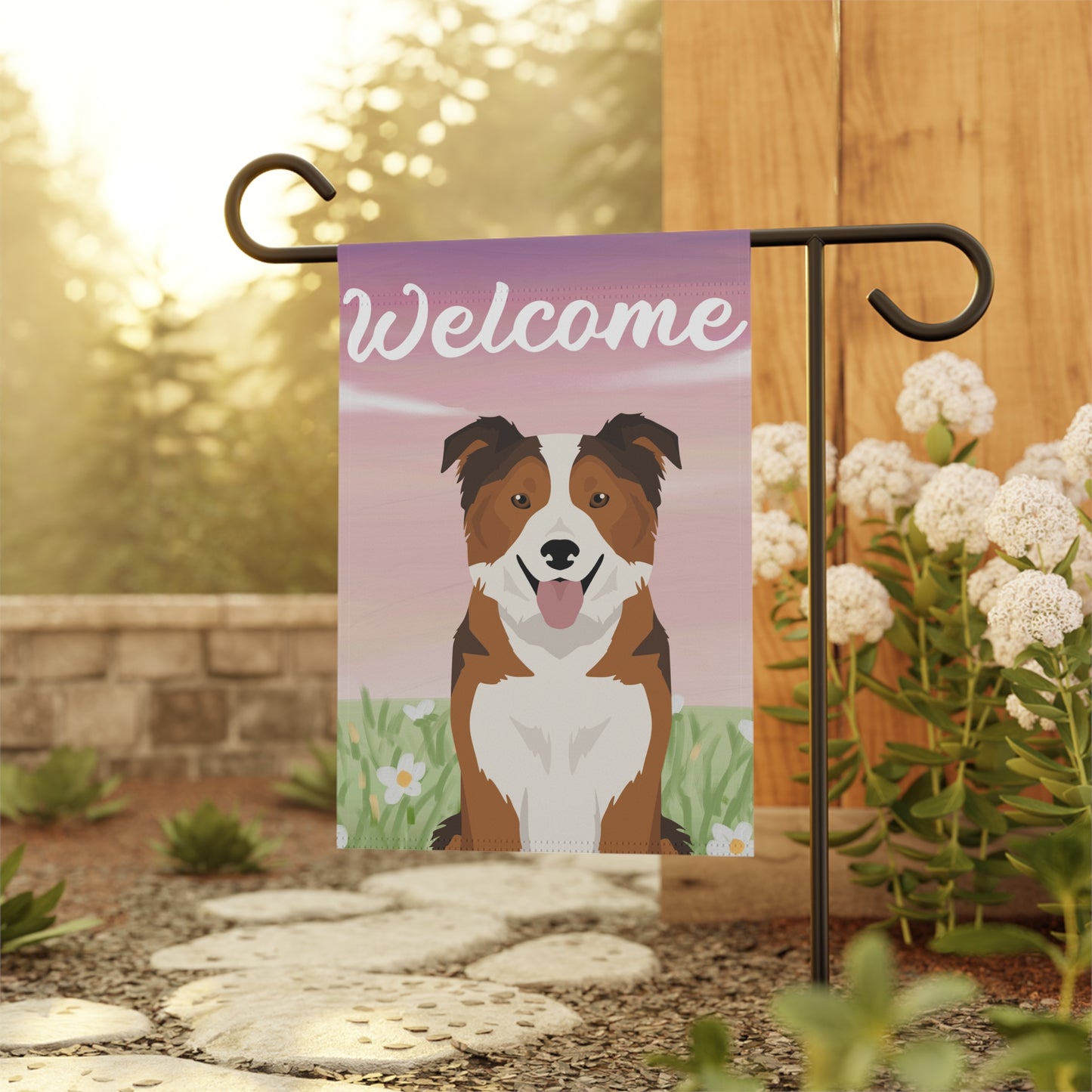 Border Collie Dog Welcome Garden Flag