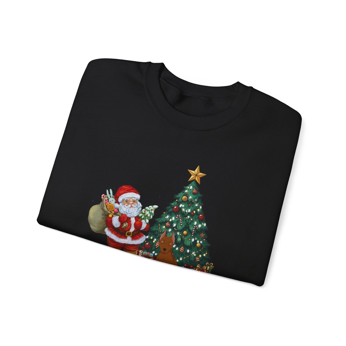 Miniature Pinscher Dog Santa's Little Helper Unisex Heavy Blend Crewneck Sweatshirt