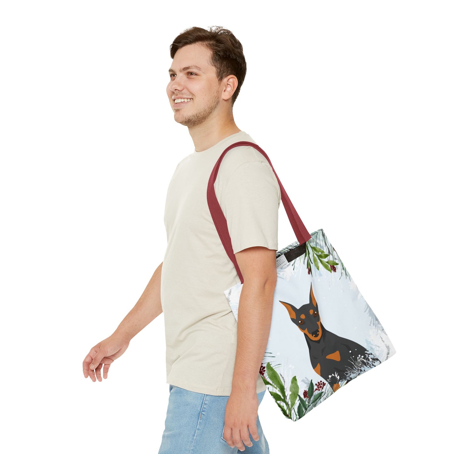 German Pinscher Dog Christmas Holiday Tote Bag 16x16