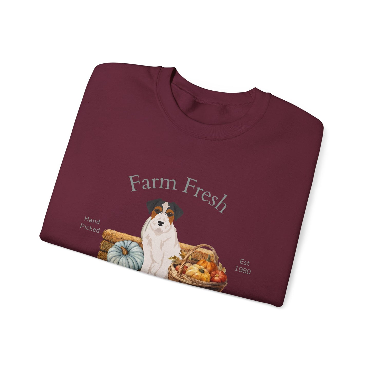 Jack Russell Terrier Dog Fall Farm Fresh Unisex Heavy Blend Crewneck Sweatshirt