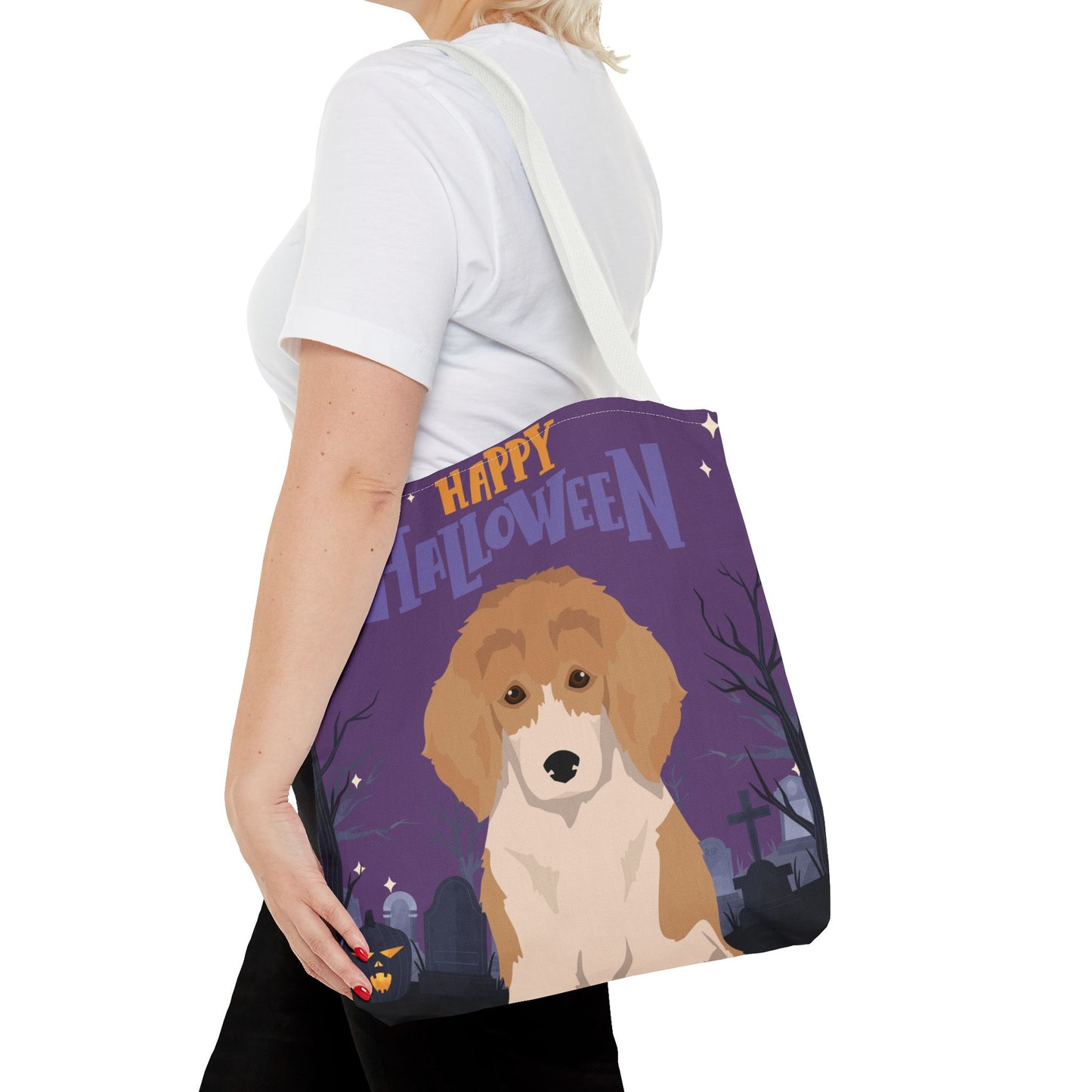 Poodle Dog Happy Halloween Tote Bag 16x16
