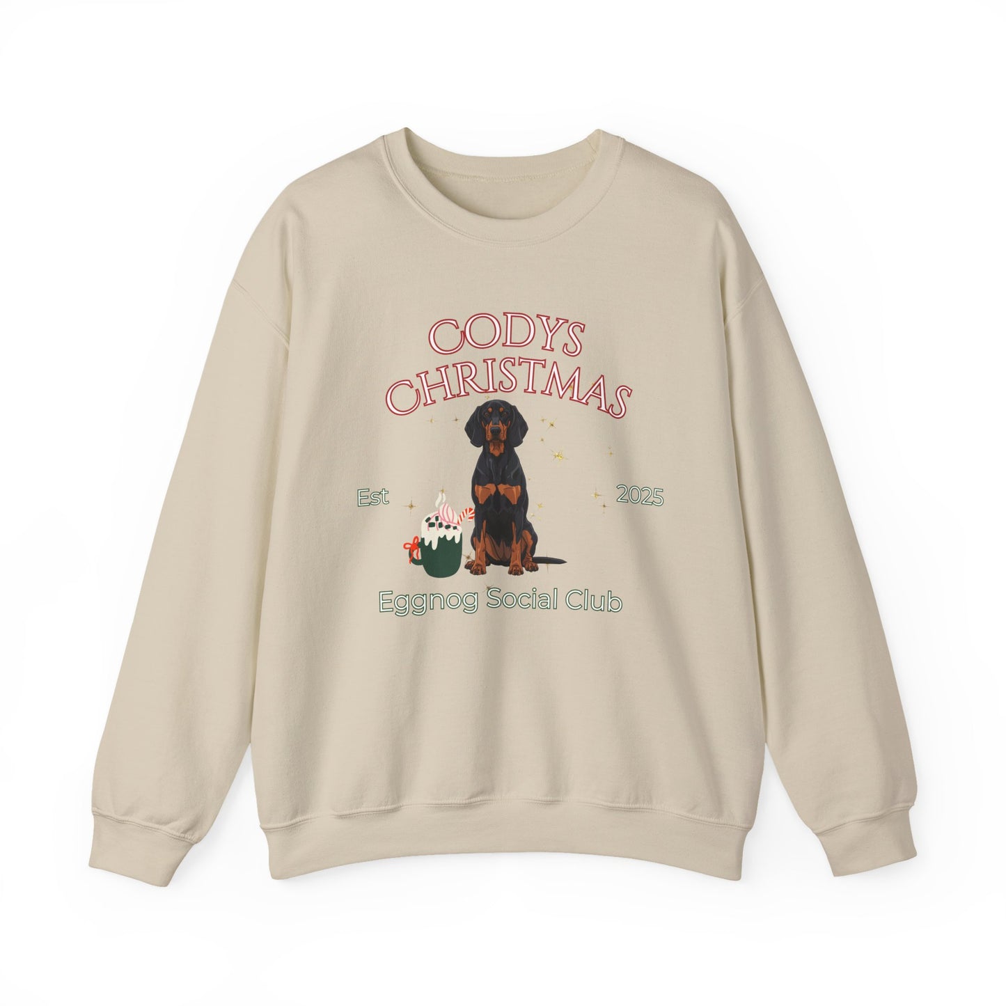 Black and Tan Coonhound  Dog Christmas Social Club Unisex Heavy Blend Crewneck Sweatshirt Custom Name