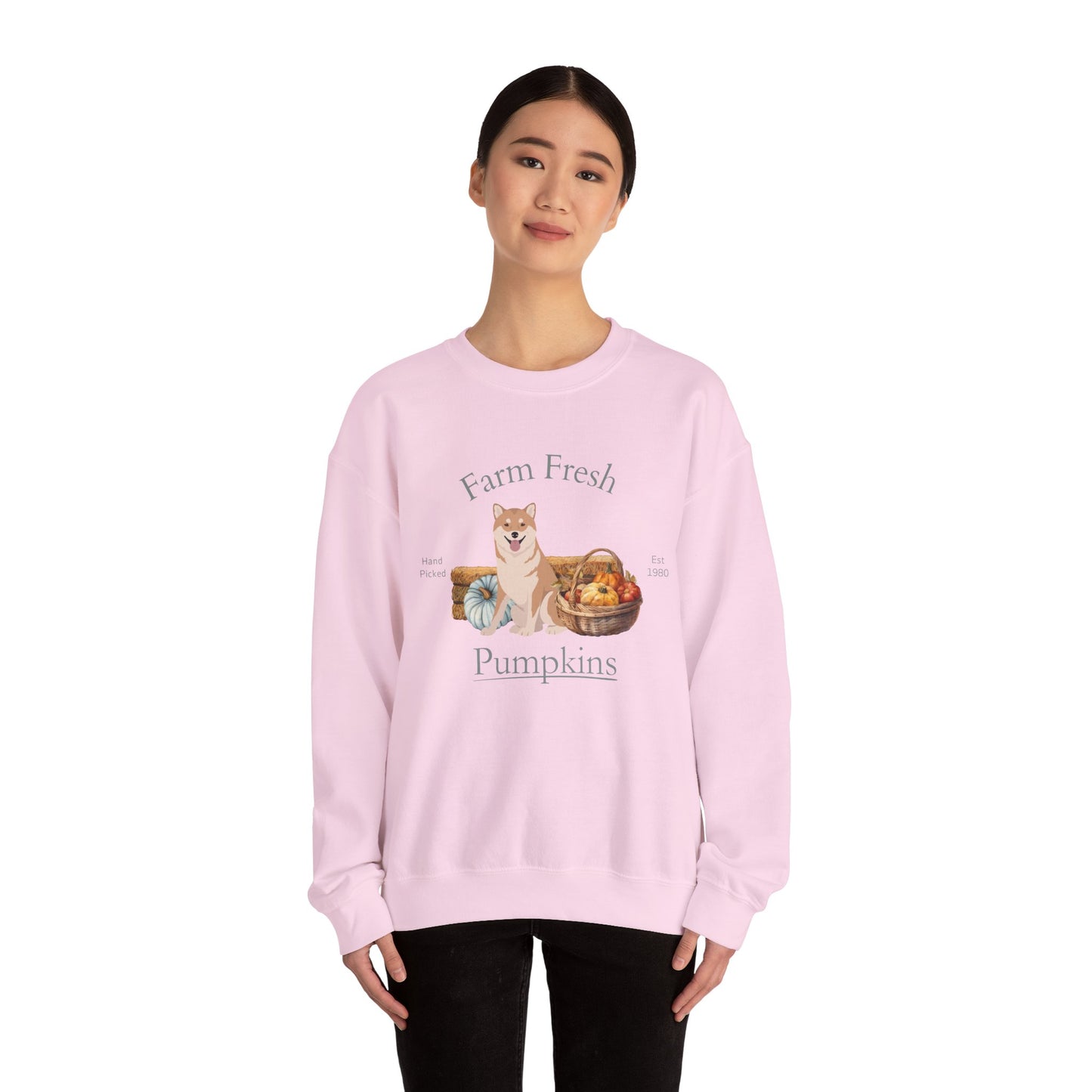 Shiba Inu Dog Fall Farm Fresh Unisex Heavy Blend Crewneck Sweatshirt